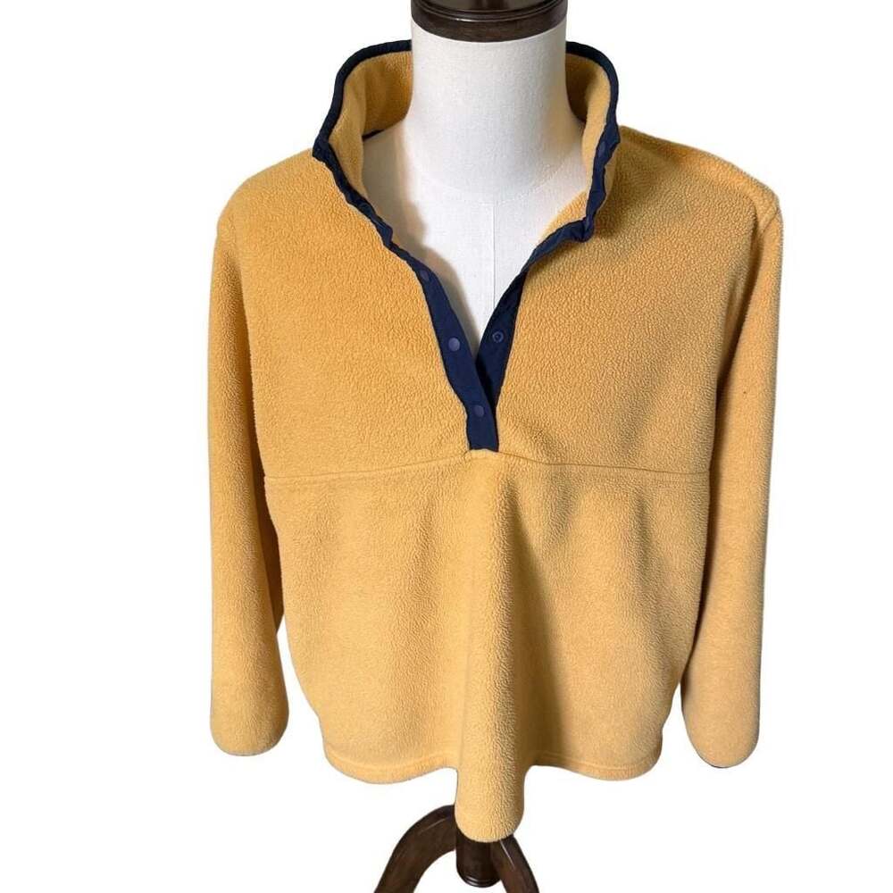 Vintage L.L. Bean Women's Yellow Snap-Front Fleece Pullover Size XL-Reg